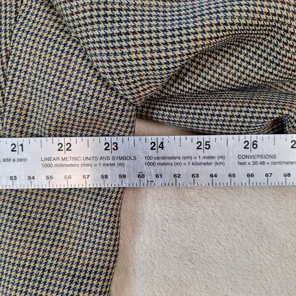 Oscar De La Renta Blazer Mens 50L Brown Wool Houndstooth Sport Coat Ventless